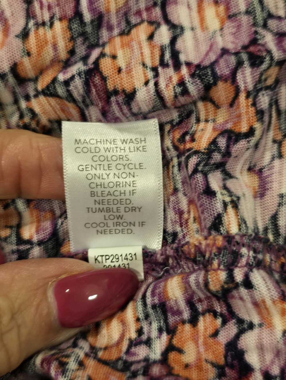 JJILL...Purple Smocked Front V-neck Floral Button-Front Tunic - Picture 9 of 11